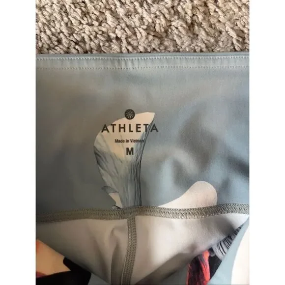 Athleta Paradise Floral Chaturanga High-Waisted Leggings Light Blue Size M - Picture 4 of 7